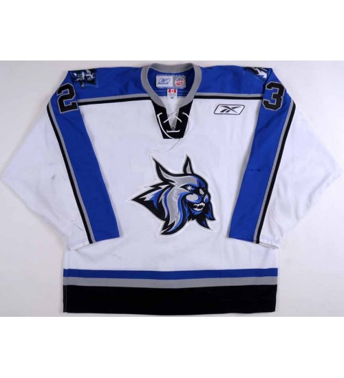 Custom ECHL 2006 07 Augusta Lynx 23 Mike Erickson Authentic Hockey Jersey White